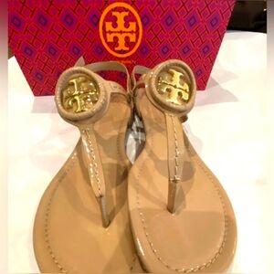 Tory Burch Designer Tan Dillon Slingback Sandals Sz 7